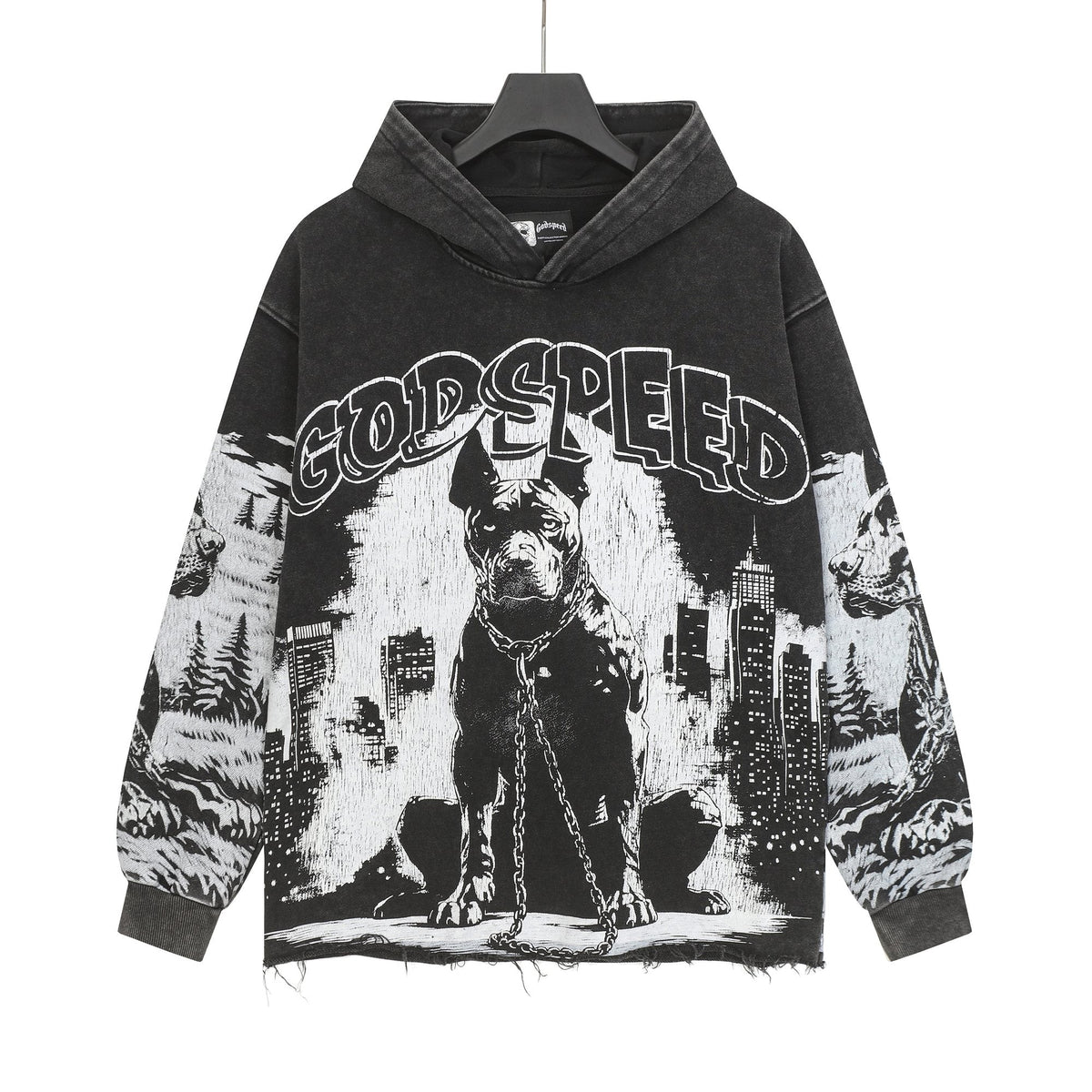 Godspeed Dog & City Graphic Raw-Hem Hoodie — hero