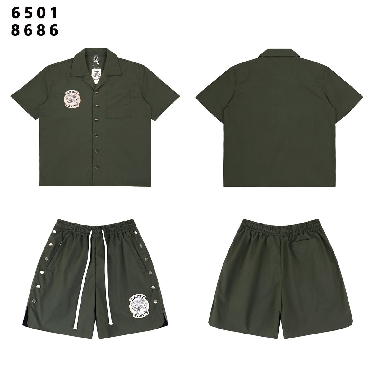 SAINT Tiger Patch Short-Sleeve Shirt & Shorts Set — front